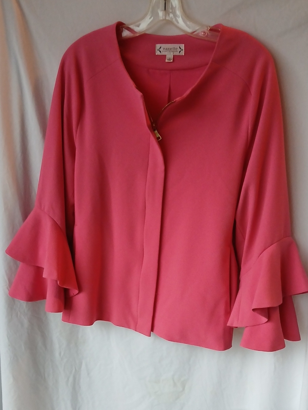 Nanette Lepore Coral Pink Ruffle-Sleeve Blouse